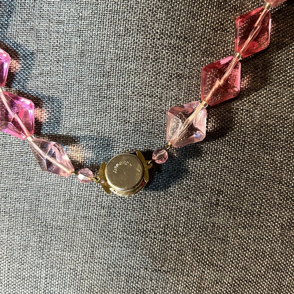 Vintage W. Germany Signed Pink Lucite Beaded Necklace 22” Great - Picture 4 of 4